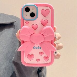 Cute Pink Heart Bow iPhone 15 Pro Max Case